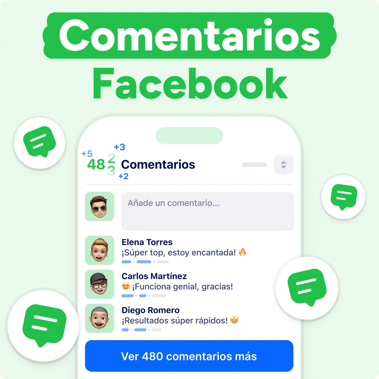 Comprar comentários de Facebook Mockup